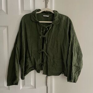 Linenfox Monika Olive Green Women's Jacket